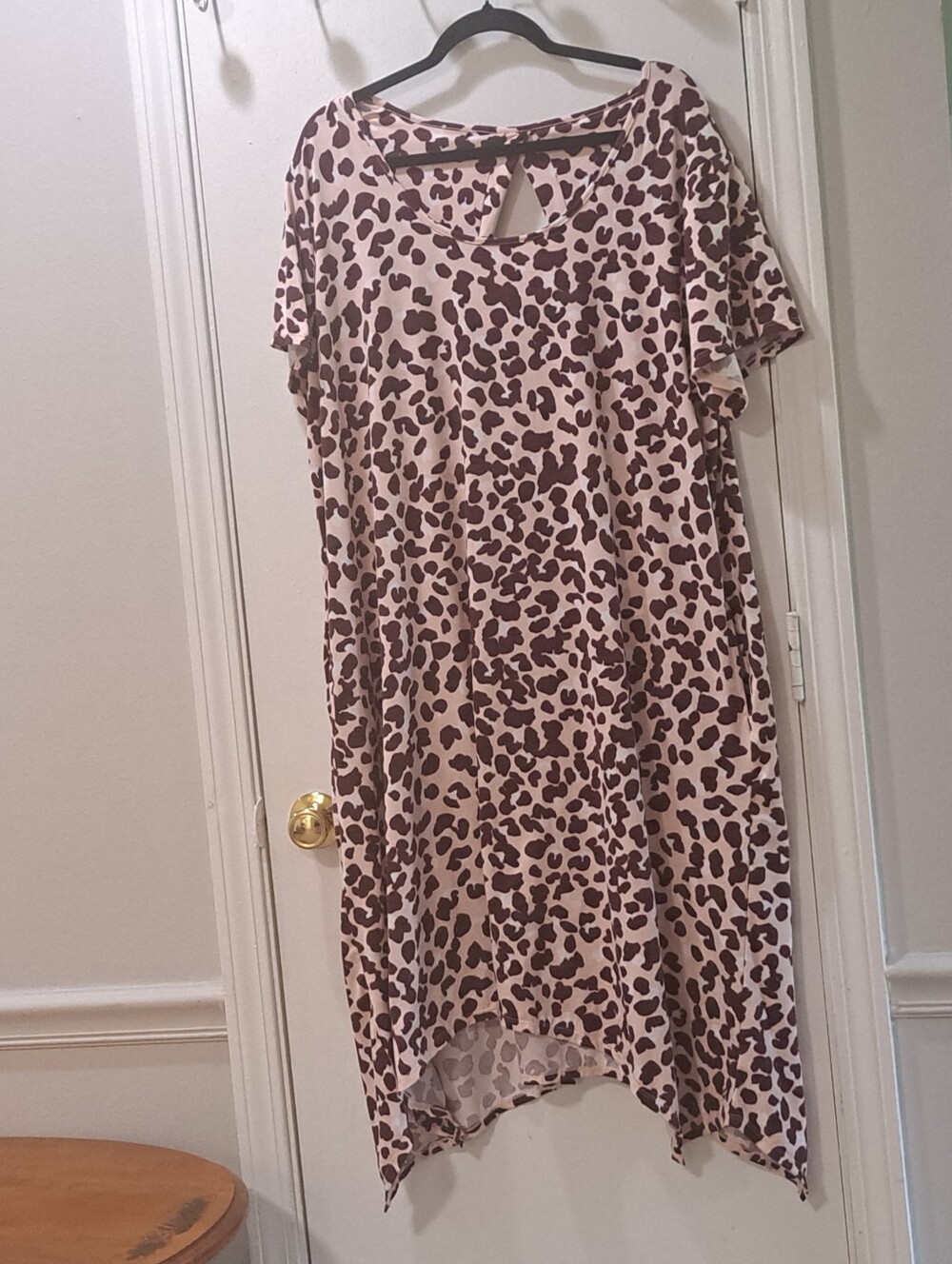 Cuddl Duds  Leopard Print Dress With Cutout Back & Pockets